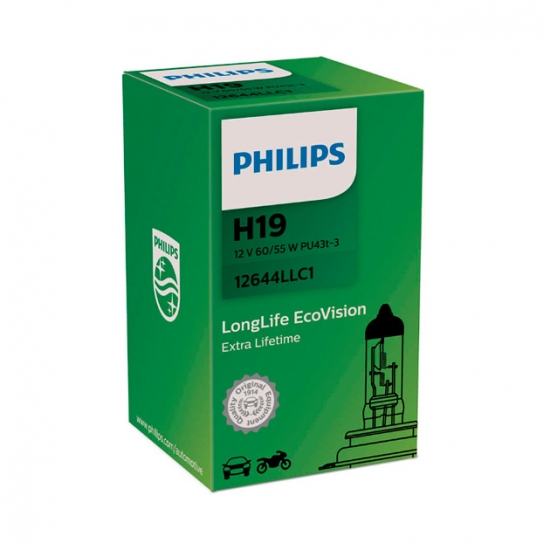 H19 12V- 60/55W (PU43t-3) (увелич. срок службы) LongLife EcoVision 12644LLC1