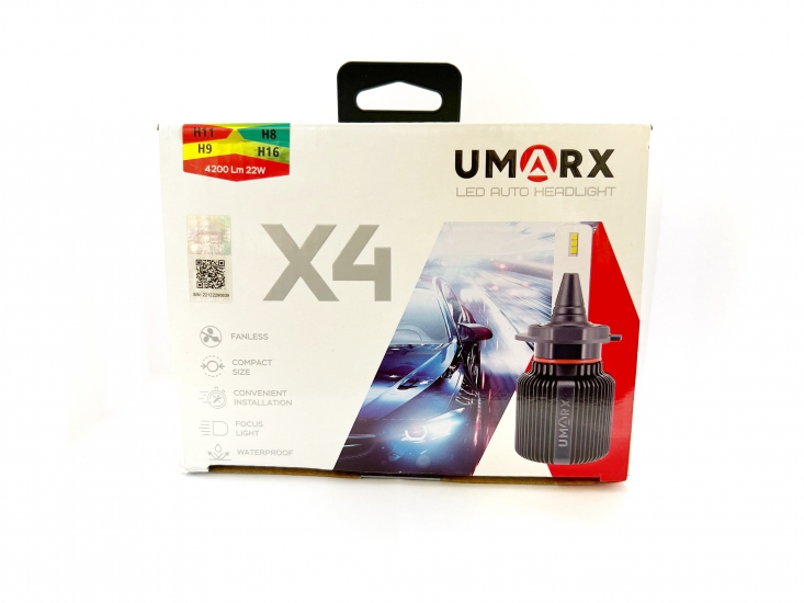 Лампа светодиодная H11 J1/X4 6000k DC 9-32V 22W White UMARX