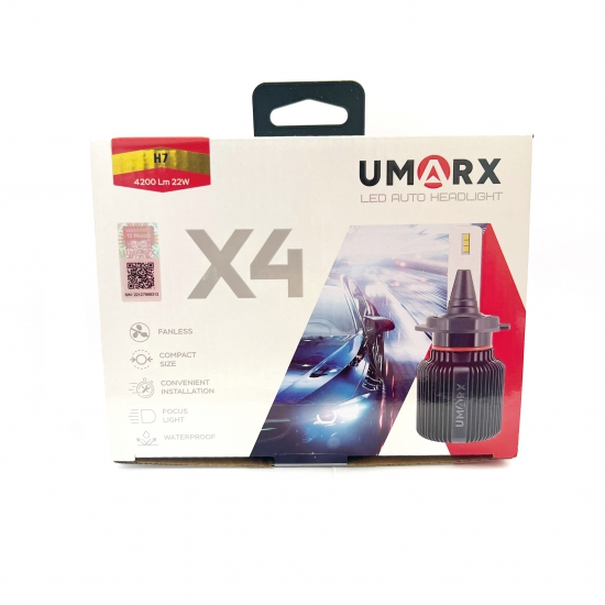 Лампа светодиодная H7 J1/X4 6000k DC 9-32V 22W White UMARX