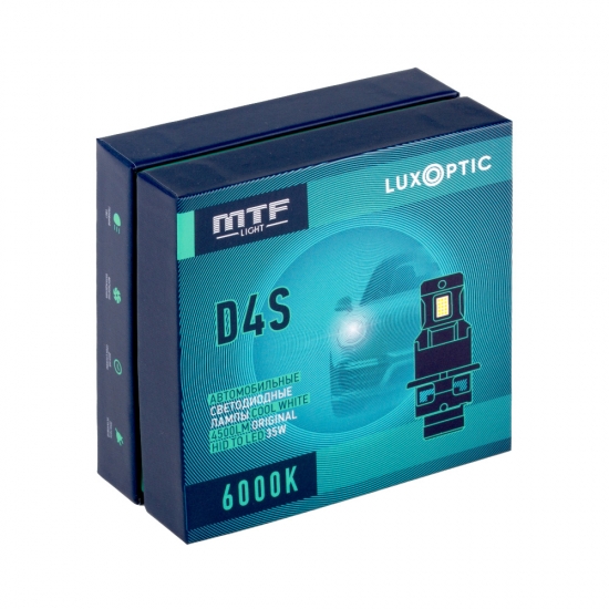 Светодиодные лампы MTF LIGHT серия LUXOPTIC OEM LED D4S, 35W, 4500LM, 6000K, штатный размер, к-кт.