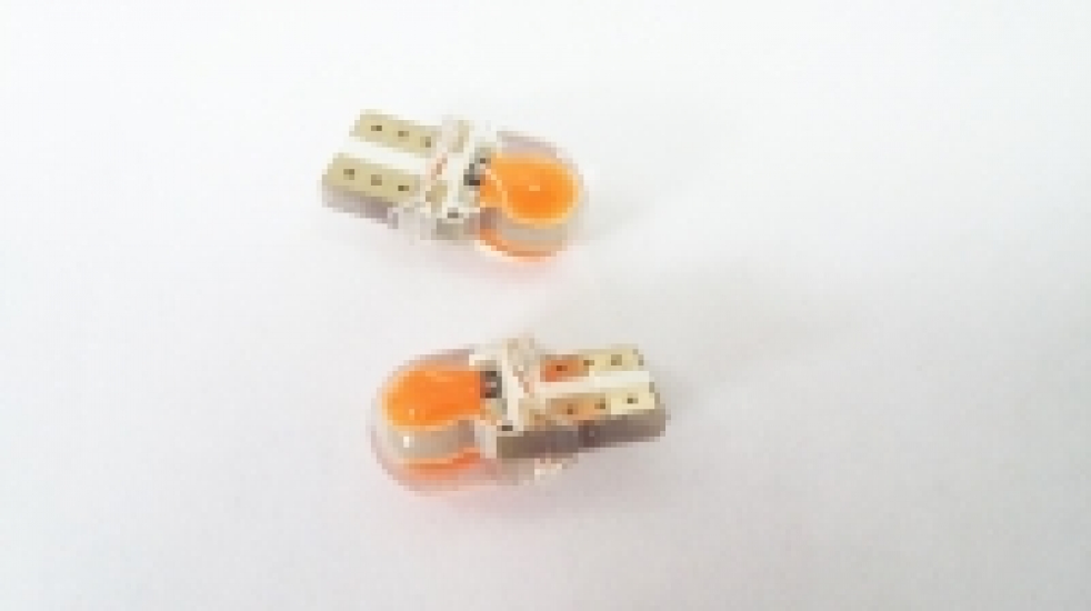 T10COB (12) Лампа светодиодная 12V W5W W2.1*9.5d COB Силикон малая Красная