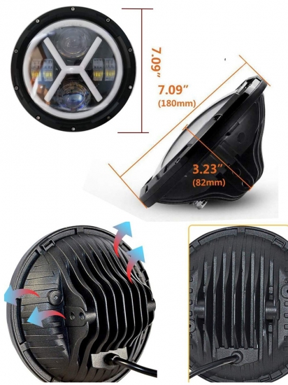 G0072 Фара светодиодная головного света УАЗ, ВАЗ 6000k 3200lm 10-32V 60W