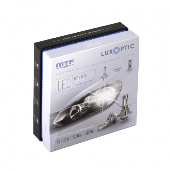 ST07K6 Светодиодные лампы MTF Light серии Luxoptic H7/18,12W, 22W, 2200Lm, 6000K, к-т.
