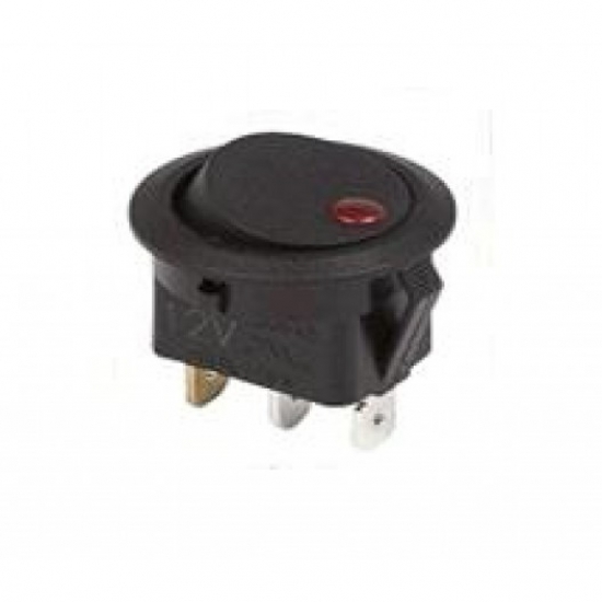 905932 Клавиша 12V 20А овальная с красной LED подсветкой (3конт.) ON-OFF
