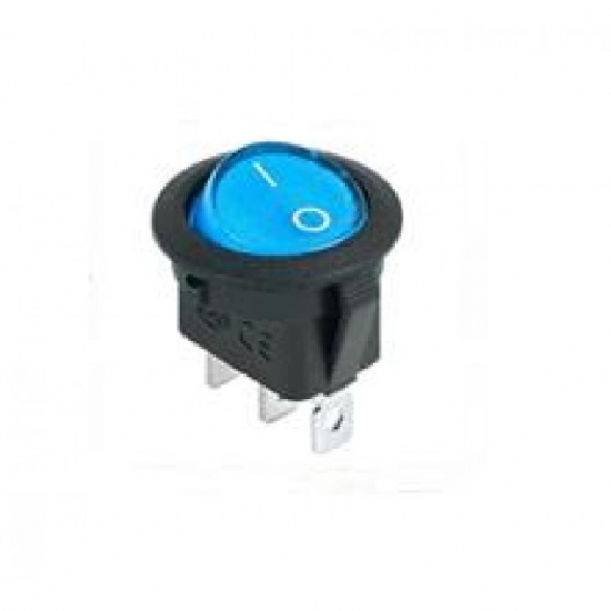905933 Клавиша 12V 20А овальная с синей LED подсветкой (3конт.) ON-OFF