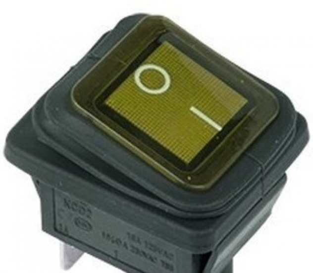 905939 Клавиша 250V 15А желтая с подсветкой (4конт) ON-OFF ВЛАГОЗАЩИТА