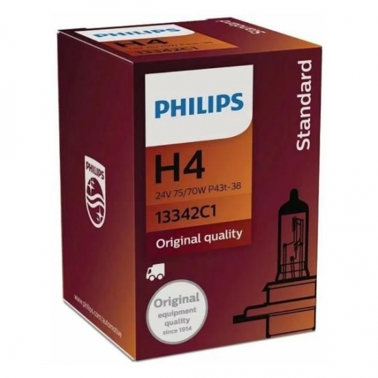13342 C1 Автолампа 24V H4 P43t 75/70W Master Duty Philips