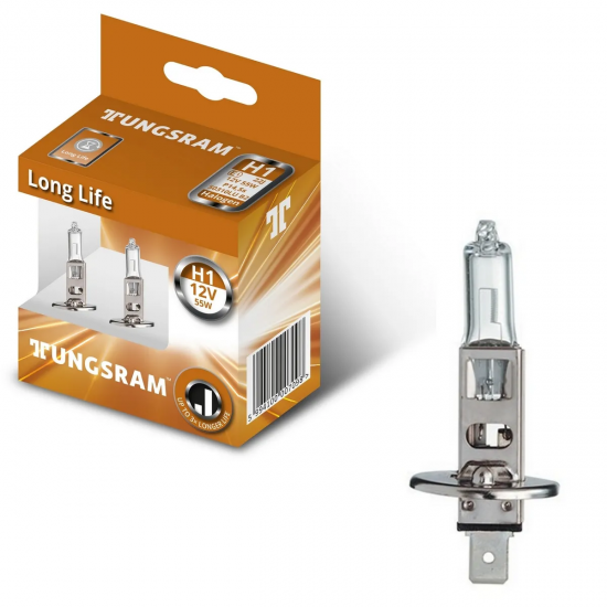 50310LU B2 Автолампа H1 12V-55W (P14,5s) Long Life (комплект 2 шт.) TUNGSRAM