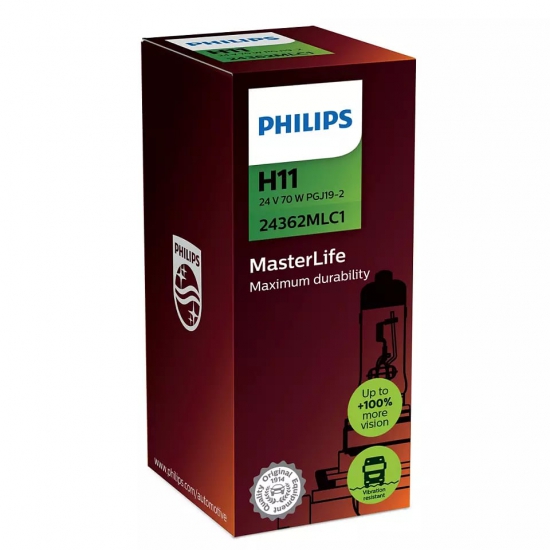 24362MLC1 Автолампа H11 24V 70W PGJ19-2 Philips MasterLife