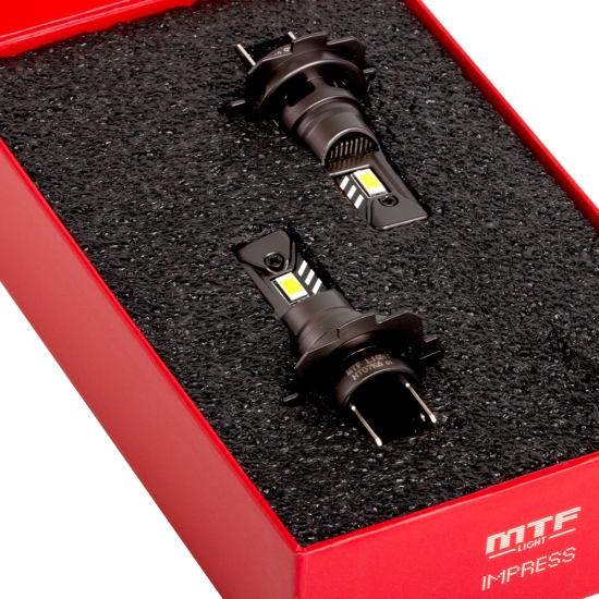 Светодиодные лампы MTF Light серия Impress H7, 12V, 24W, 2100lm, 6000K, размер штатной лампы, комплект