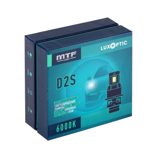 Светодиодные лампы MTF LIGHT серия LUXOPTIC OEM LED D2S, 35W, 4500LM, 6000K, штатный размер, к-кт.