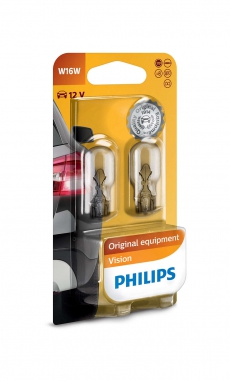 12067B2 Автолампа W16W 12V-16W (W2.1x9.5d) (блистер 2 шт) Philips