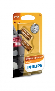 12396NAB2 Автолампа 12V WY5W W2,1x9,5d (янтарная) Philips (блистер 2 шт)