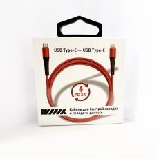 CB-712TC-TC(1.0)-CHP-R Кабель TypeC-TypeC красный быстрый WIIX