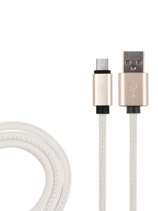 CB810-2A-UMU-LR-10W Кабель микро-USB белый эко-кожа WIIX