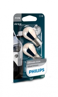 12496SVB2 Автолампа 12V PY21W BAU15s SILVER VISION +30% (блистер 2шт) Philips