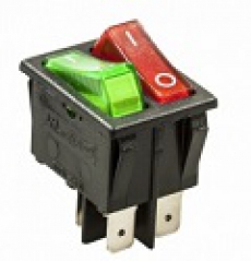 905449 Клавиша 250V 15А ДВОЙНАЯ красная/зеленая с подсветкой (6конт.) ON-OFF