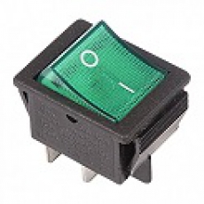 905455 Клавиша 250V 15А зеленая с подсветкой (6конт.) ON-ON