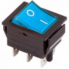 905457 Клавиша 250V 15А синяя с подсветкой (6конт.) ON-ON