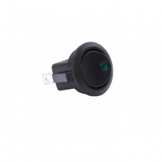 905475 Клавиша 12v 20A круглая черная с зеленой LED подсветкой (3конт) ON-OFF Nord YADA