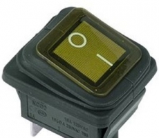 905939 Клавиша 250V 15А желтая с подсветкой (4конт) ON-OFF ВЛАГОЗАЩИТА