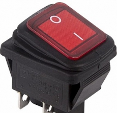 905941 Клавиша 250V 15А красная с подсветкой (4конт) ON-OFF ВЛАГОЗАЩИТА