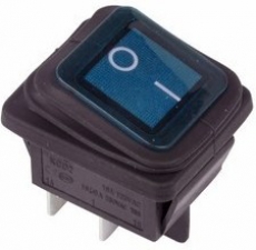 905942 Клавиша 250V 15А синяя с подсветкой (4конт) ON-OFF ВЛАГОЗАЩИТА