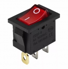 36-2165 Выключатель клавишный 24V 15A (3с) ON-OFF красный с подсветкой Mini REXANT