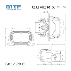 Светодиод модули ближ/дал света MTF LIGHT серия QUADRIX SLIM, 2 линзы, 12V, 70W, 4750LM, 6000К, к-т.