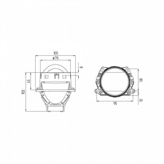 HL45K50D Модули MTF Light линзованные Bi-LED серия Dynamic Vision Multiled 12в,45Вт,5000К,3,к-т 2шт